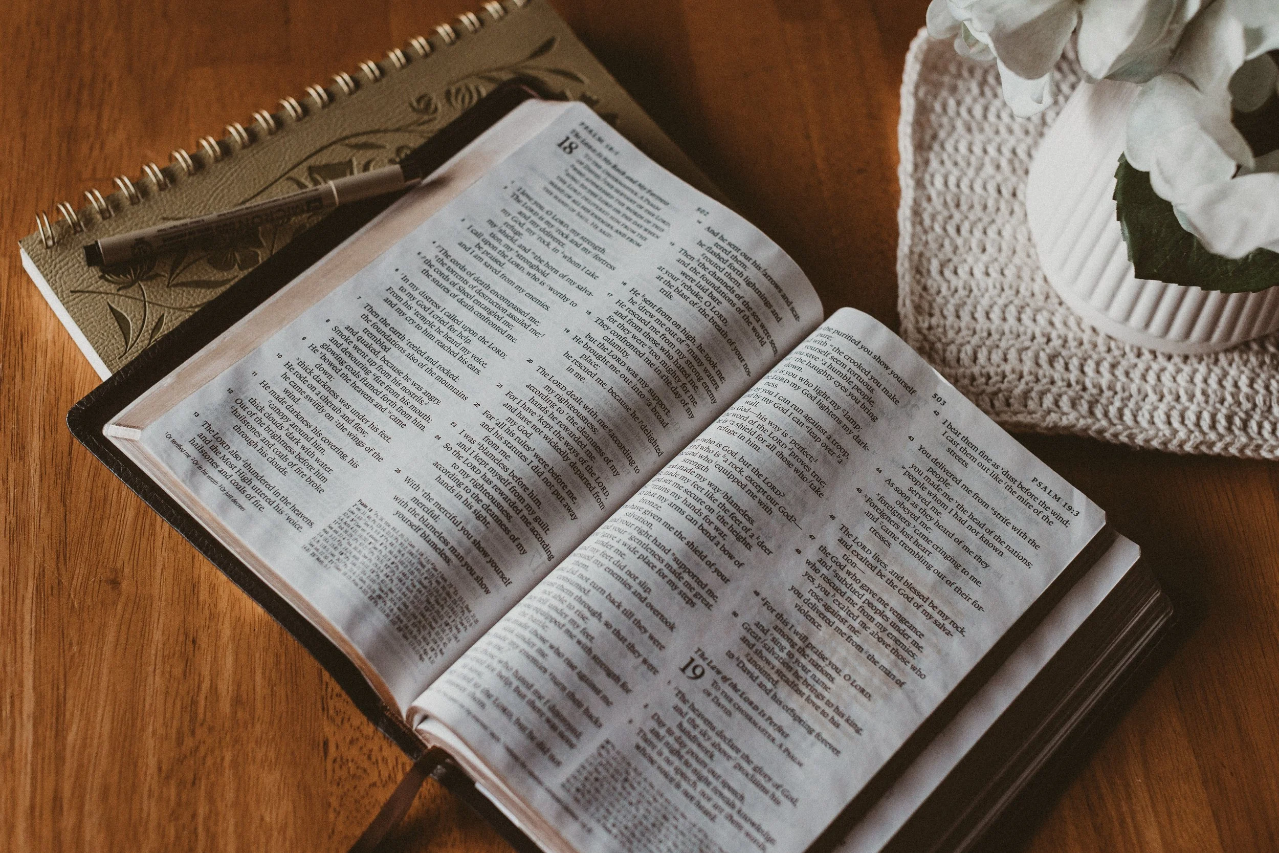 An open Bible at Solid Rock Church. Photo by Sarah LaDuke.